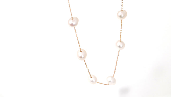 PEARL AND GOLD NECKLACE (5 PEARLS) | 18K GOLD NECKLACE | VALENTINE GIFT | ANNIVERSARY GIFT | MINIMALIST JEWELLERY