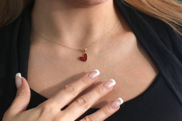 RED HEART PENDANT | 18K GOLD PENDANTS | VALENTINE GIFT | ANNIVERSARY GIFT | MINIMALIST JEWELLERY