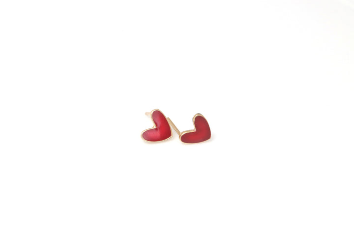 RED HEART EARRINGS | 18K GOLD EARRINGS | VALENTINE GIFT | ANNIVERSARY GIFT | MINIMALIST JEWELLERY