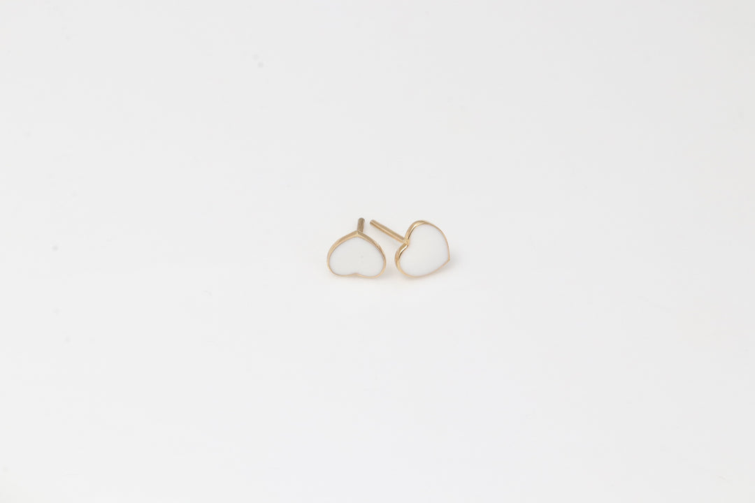 WHITE HEART EARRINGS | 18K GOLD EARRINGS | VALENTINE GIFT | ANNIVERSARY GIFT | MINIMALIST JEWELLERY