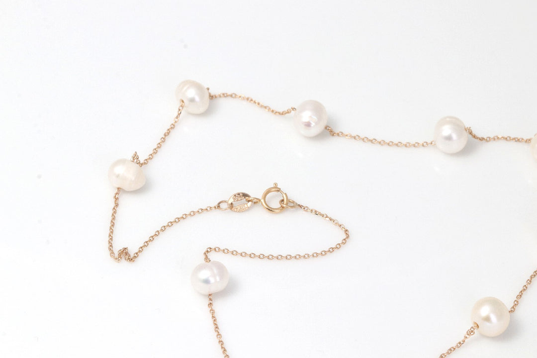 PEARL AND GOLD NECKLACE | 18K GOLD NECKLACE | VALENTINE GIFT | ANNIVERSARY GIFT | MINIMALIST JEWELLERY