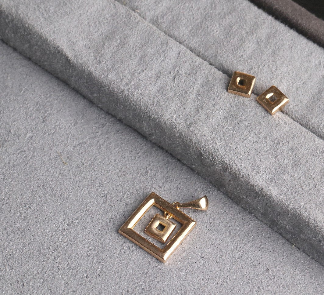 2 SQUARES GOLD PENDANT | 18K GOLD PENDANT | VALENTINE GIFT | ANNIVERSARY GIFT | MINIMALIST JEWELLERY