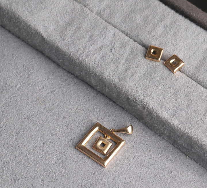 2 SQUARES GOLD PENDANT | 18K GOLD PENDANT | VALENTINE GIFT | ANNIVERSARY GIFT | MINIMALIST JEWELLERY