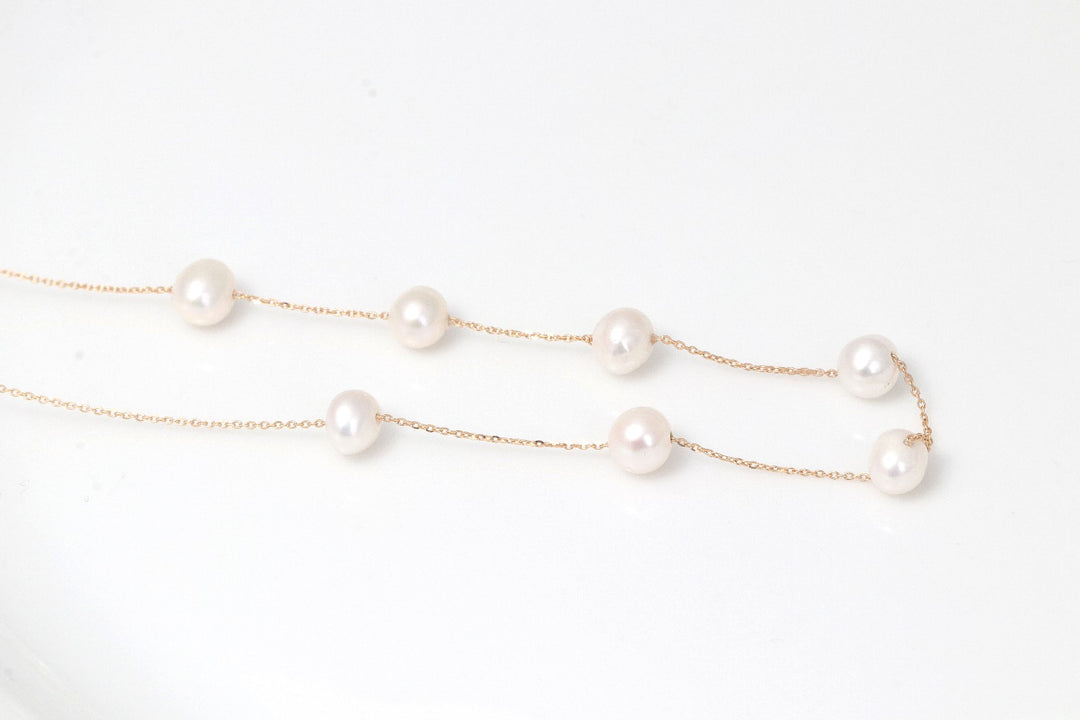 PEARL AND GOLD NECKLACE | 18K GOLD NECKLACE | VALENTINE GIFT | ANNIVERSARY GIFT | MINIMALIST JEWELLERY
