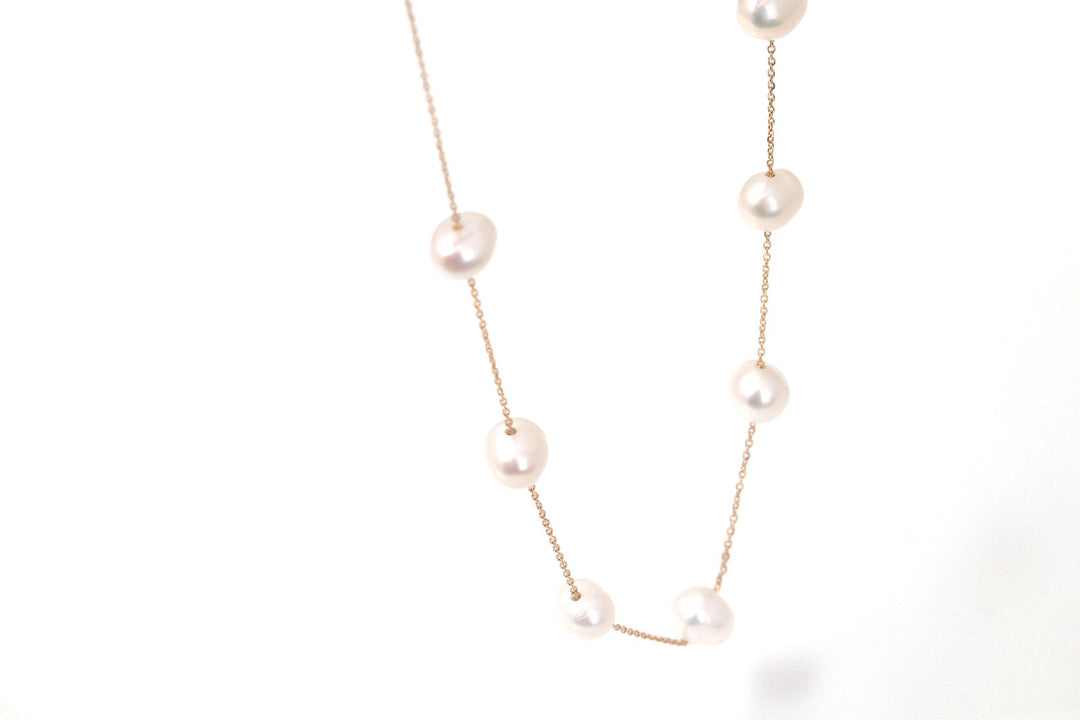 PEARL AND GOLD NECKLACE | 18K GOLD NECKLACE | VALENTINE GIFT | ANNIVERSARY GIFT | MINIMALIST JEWELLERY