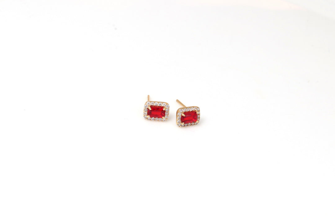 ELEGANT 18K GOLD RUBY STONE EARRINGS | 18K GOLD EARRINGS | VALENTINE GIFT | ANNIVERSARY GIFT | MINIMALIST JEWELLERY