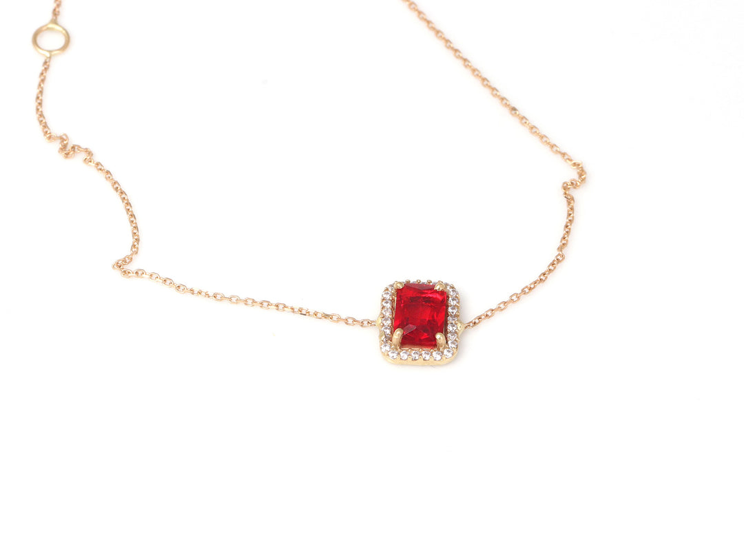 ELEGANT 18K RUBY STONE NECKLACE | 18K GOLD NECKLACE | VALENTINE GIFT | ANNIVERSARY GIFT | MINIMALIST JEWELLERY