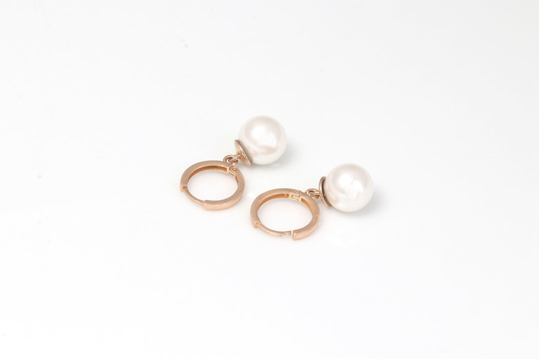 'DOR' GOLD AND PEARL HOOP EARRINGS | 18K GOLD EARRINGS | VALENTINE GIFT | ANNIVERSARY GIFT | MINIMALIST JEWELLERY