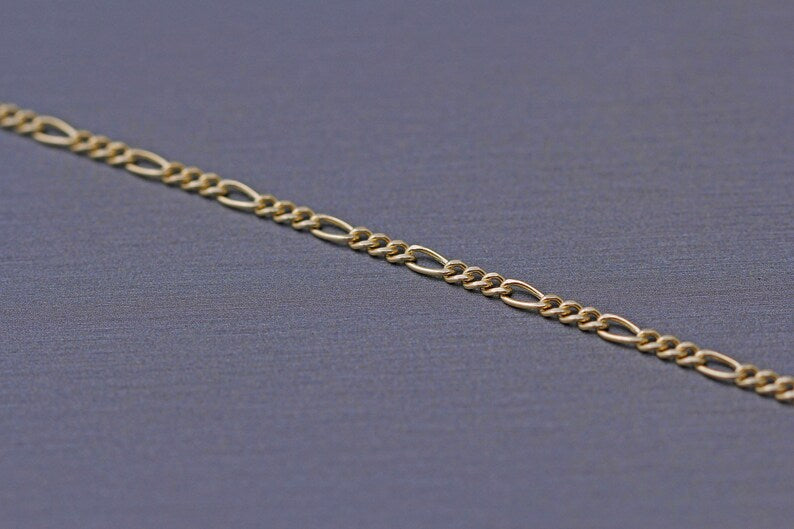 18k Yellow Gold Figaro Bracelet, Chunky Layering Bracelet