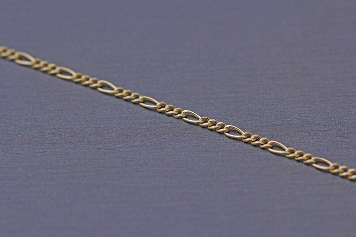 18k Yellow Gold Figaro Bracelet, Chunky Layering Bracelet