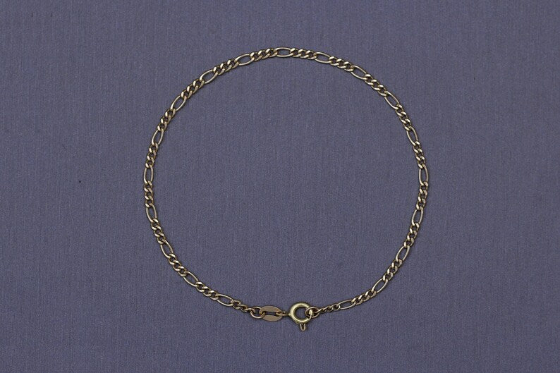 18k Yellow Gold Figaro Bracelet, Chunky Layering Bracelet