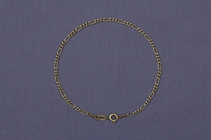 18k Yellow Gold Figaro Bracelet, Chunky Layering Bracelet