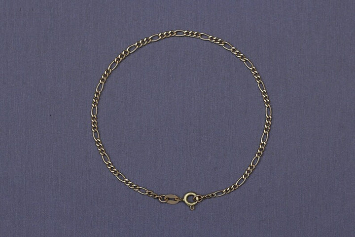 18k Yellow Gold Figaro Bracelet, Chunky Layering Bracelet