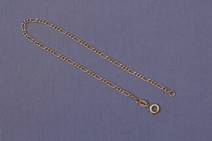 18k Yellow Gold Figaro Bracelet, Chunky Layering Bracelet