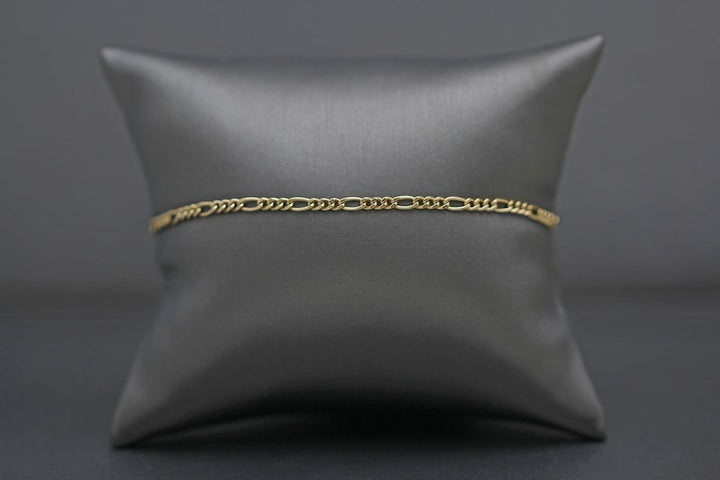 18k Yellow Gold Figaro Bracelet, Chunky Layering Bracelet